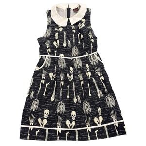 Folter Skeleton All Over Print Dress Womens 1X Fit and Flare Pockets Gothic